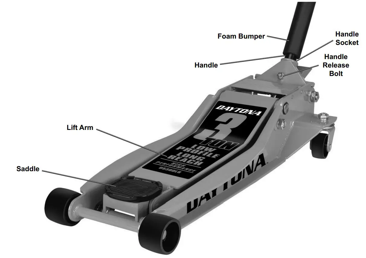 DAYTONA 56641 Long Reach Low Profile Heavy Duty Car Jack User Manual - Overview