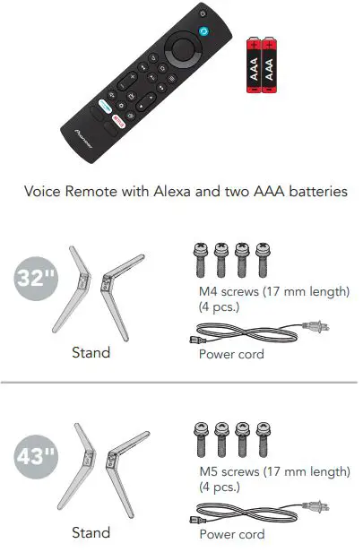 Pioneer PN32451-23U 32 Inch Class LED HD Smart Fire TV Instruction Manual - INCLUDED ACCESSORIES