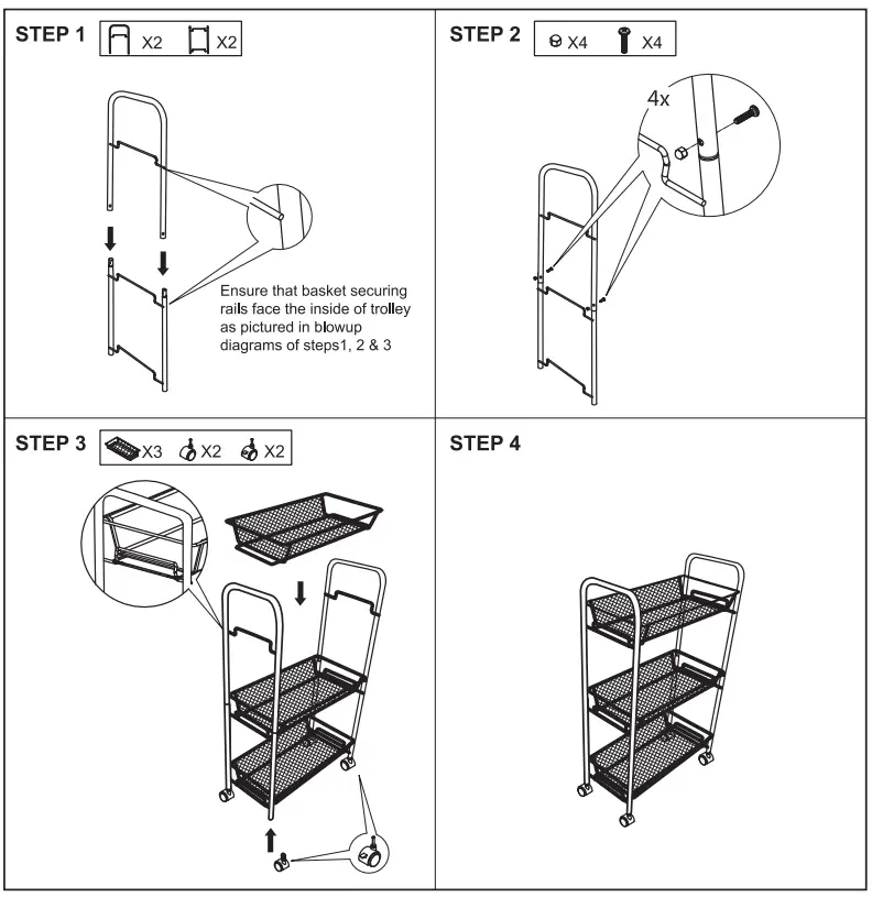 Kmart 43148349 Slim Line Metal Trolley-fig1