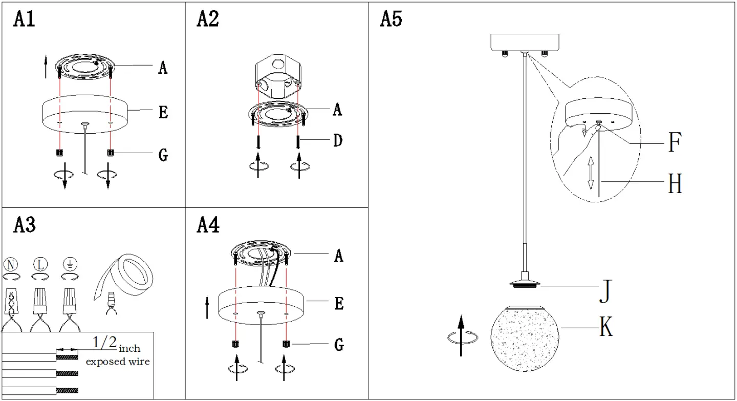 ZEVNI A04410 Contemporary Frosted Glass Globe LED Mini Pendant Light - FIGURE 7