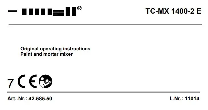 Einhell TC-MX 1400-2 E Paint and Mortar Mixer Instruction Manual