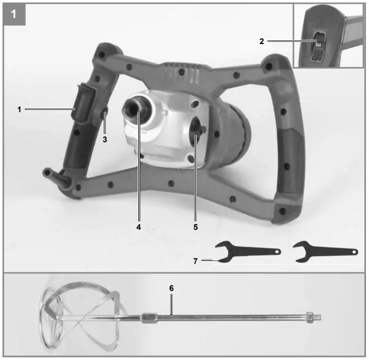 Einhell TC-MX 1400-2 E Paint and Mortar Mixer Instruction Manual - Fig 1