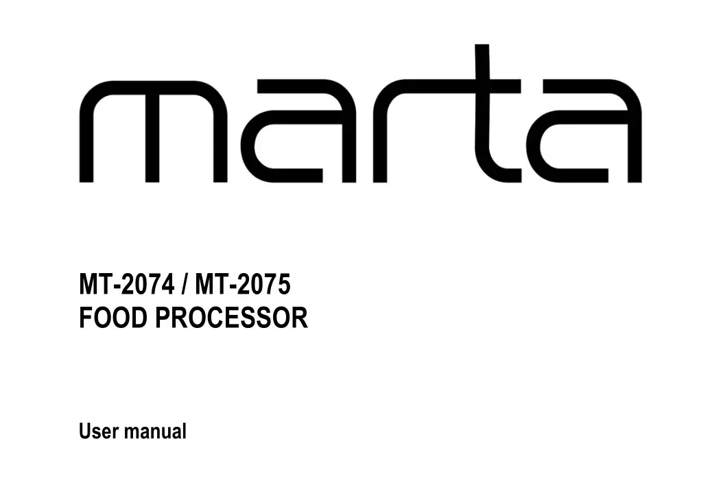 Mt-2074 Martafood Processor User Manual