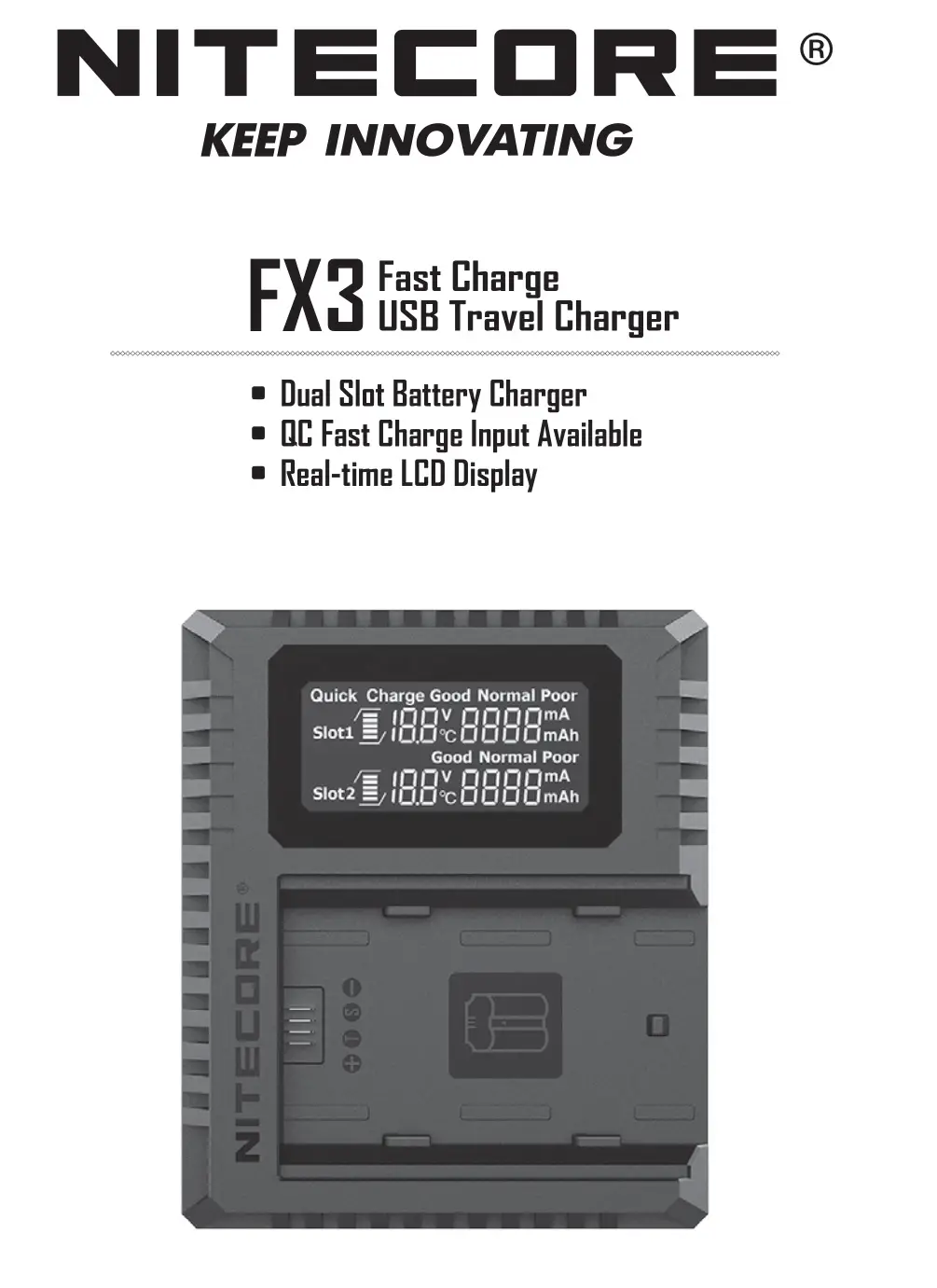 NITECORE FX3 USB Travel Fast Charger Instruction Manual