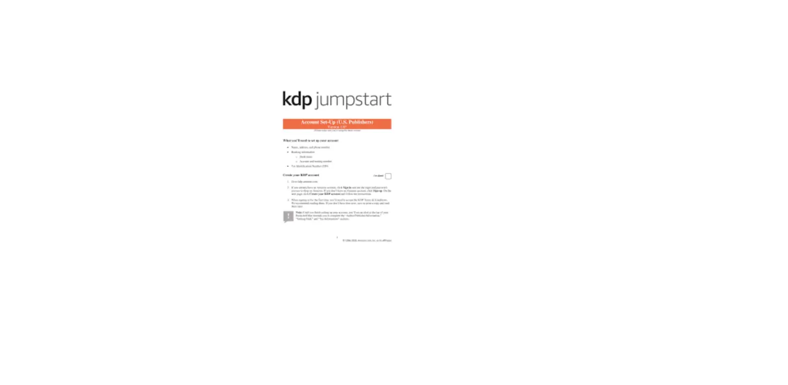 Kdp Jumpstart Account Set-up (u.s Publishers) Kdp Jumpstart Account Set-up (u.s Publishers)