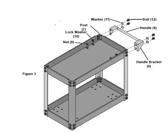 U S GENERAL 5107 Two Shelf Steel Service Cart fig3