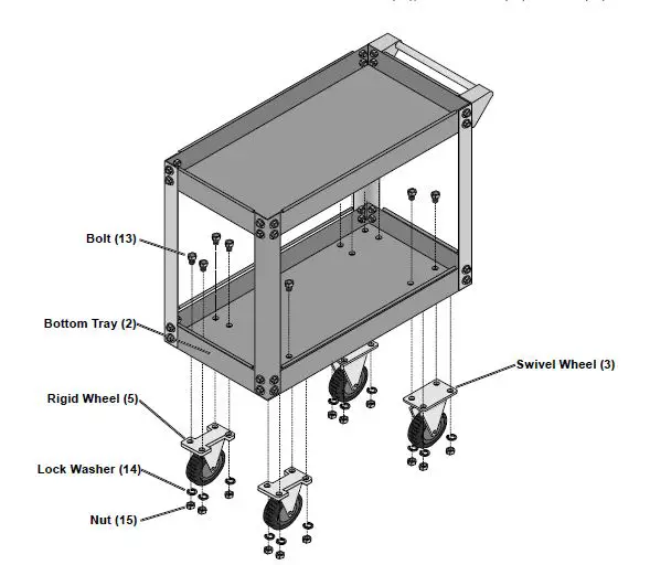 U S GENERAL 5107 Two Shelf Steel Service Cart fig4