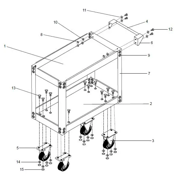 U S GENERAL 5107 Two Shelf Steel Service Cart fig5