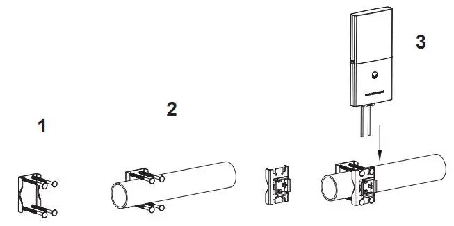 GRANDSTREAM GWN7600LR Outdoor Long Range 802.11ac Wave-2 WiFi Access Point Installation Guide - Assemble the Base Bracket with the Cover Bracket using provided locknuts and screws
