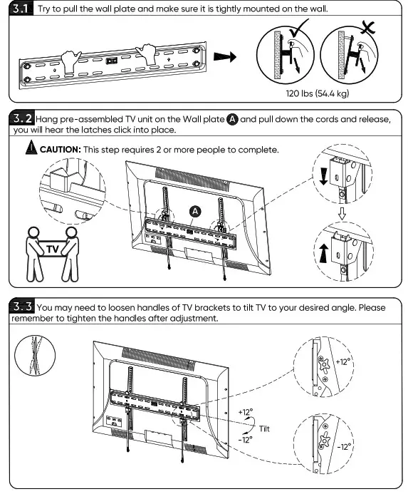 Onn 50-86 Tilting TV Wall Mount - Step 3b