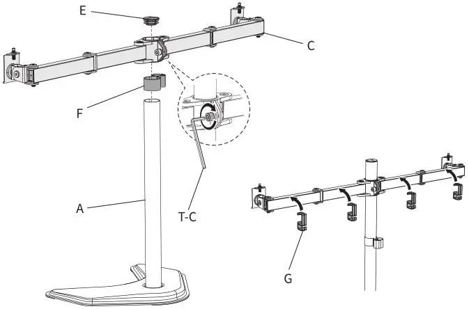 VIVO Dual Monitor Desk Stand - ASSEMBLY STEPS 2