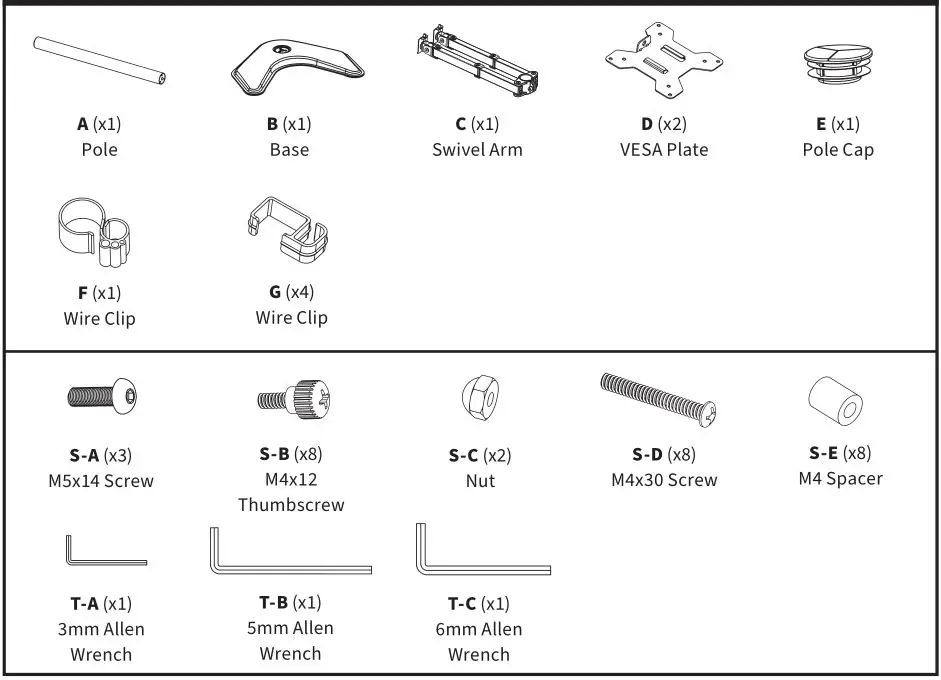 VIVO Dual Monitor Desk Stand - PACKAGE CONTENTS