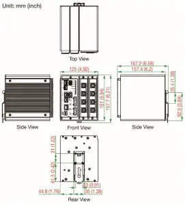 MOXA EDS-600 Series EtherDevice Switch - Mounting Dimensions
