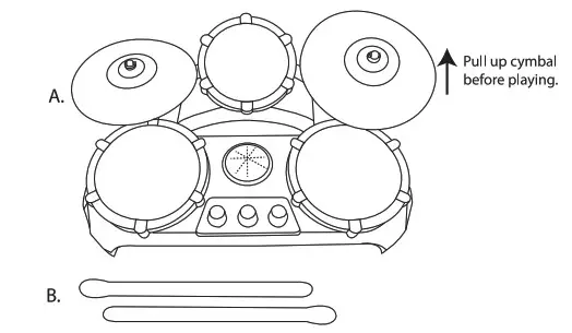 MGA 654824EUC Jam Set-Toy Drums with Drumsticks - Contents