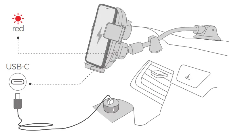 MPOW Auto-Lock Wireless Car Charger Mount - Charging