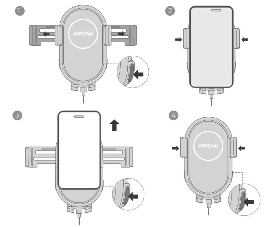 MPOW Auto-Lock Wireless Car Charger Mount - Extendable Arms