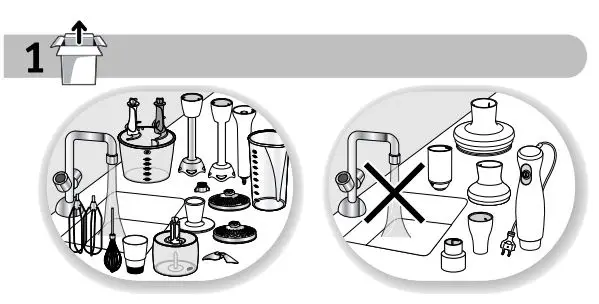 Tefal HB46E8 Eco Respect Hand Blender Instruction Manual - What's in the box