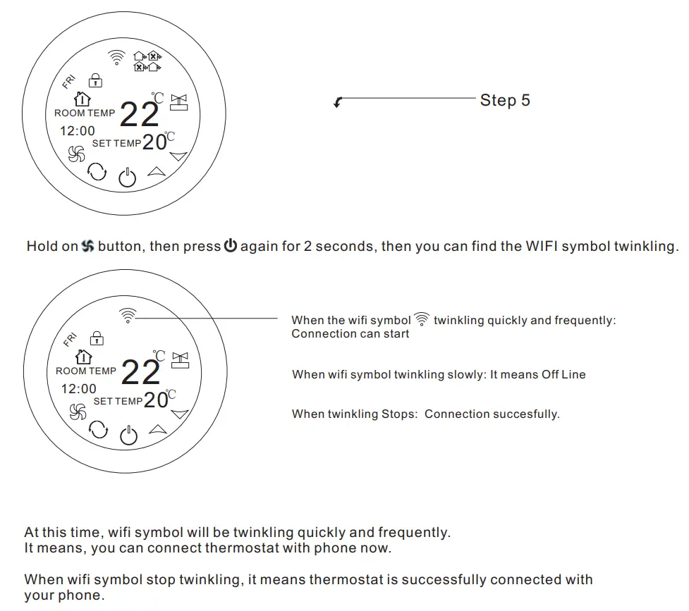 BEOK TGR87 Round WiFi Fan Coil Thermostat Instruction Manual - Connection Thermostat with Phone