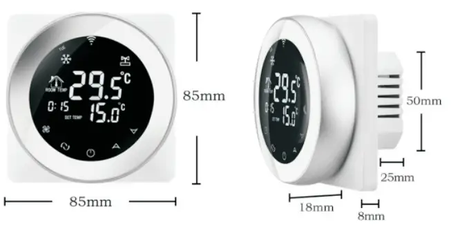 BEOK TGR87 Round WiFi Fan Coil Thermostat Instruction Manual - Dimension