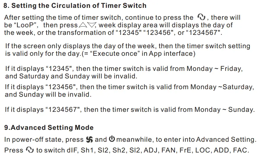 BEOK TGR87 Round WiFi Fan Coil Thermostat Instruction Manual - Thermostat Operation Instruction