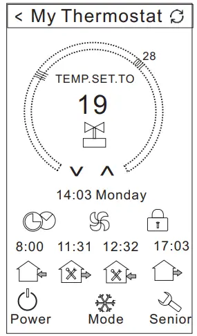 BEOK TGR87 Round WiFi Fan Coil Thermostat Instruction Manual - User Interface Explanation(Phone Port)