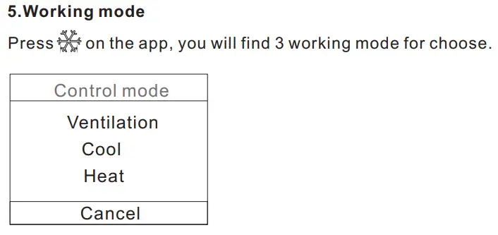 BEOK TGR87 Round WiFi Fan Coil Thermostat Instruction Manual - Working mode