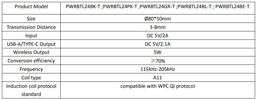 Tylt PWRBTL24BK-T Devi - Specifications