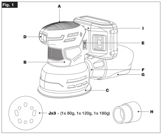 trend T18S ROS125B 125mm 18V Li Ion TXLi Cordless Random Orbit Sander - fig