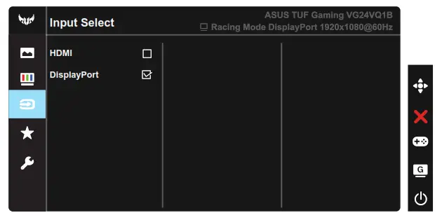 ASUS VG24V1B Series LCD Monitor - Input