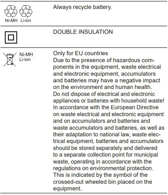 makita DUR369 Brushless Brush Cutter Bare Unit Owner's Manual - Symbols