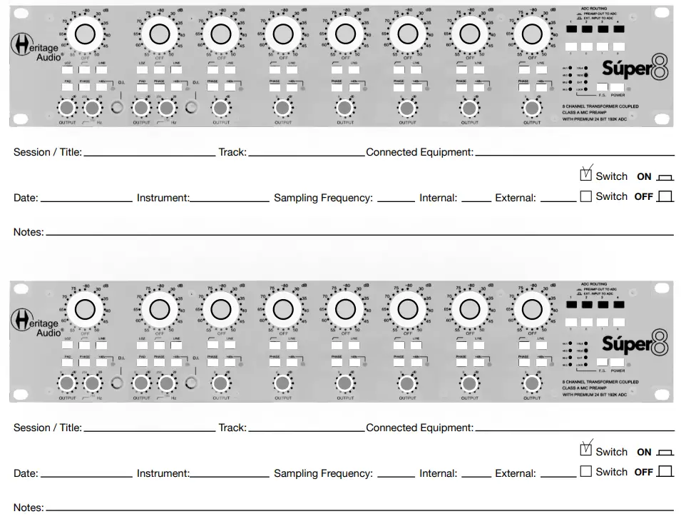 Heritage Audio 545506 8 Channel Transformer Class A Mic Preamp with Premium 24 Bit 192K ADC Rackmount-fig17