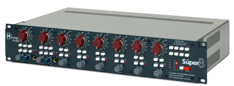 Heritage Audio 545506 8 Channel Transformer Class A Mic Preamp with Premium 24 Bit 192K ADC Rackmount-prod