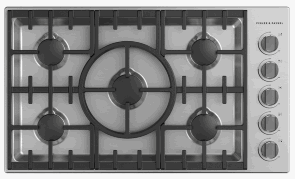 FISHER PAYKEL CDV3-365H-L 5 Sealed Dual Flow Burners 36 Inch Gas Cooktop