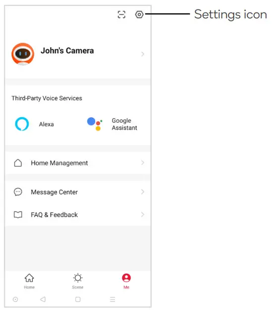 kogan KABABYCAMGB Smarterhome Smart Baby Monitor Camera - ettings icon