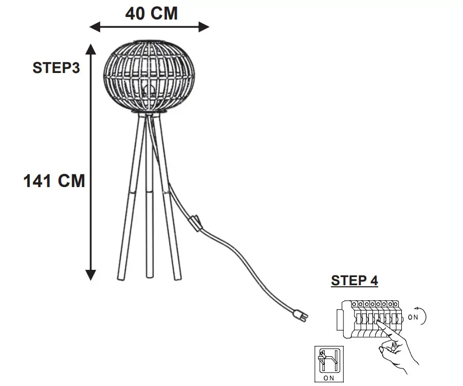 QAZQA 104277 Canna FL 40 Black Tripod - Figure 2
