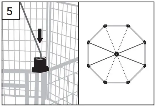 THE PET GAZEBO 23230E Pet Gazebo Instruction Manual - Insert the end of a Roof Support Arm