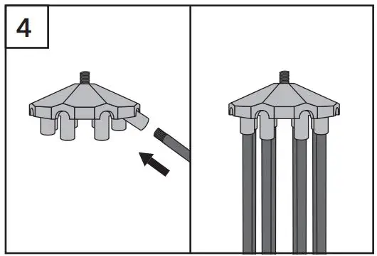 THE PET GAZEBO 23230E Pet Gazebo Instruction Manual - Insert the tip of the Roof Support Arm into the sleeve of the Roof Hub