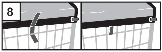 THE PET GAZEBO 23230E Pet Gazebo Instruction Manual - Pass the inside strap underneath the second horizontal bar from the top