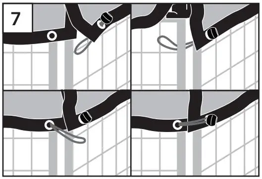 THE PET GAZEBO 23230E Pet Gazebo Instruction Manual - Using the Ball Ties provided attach