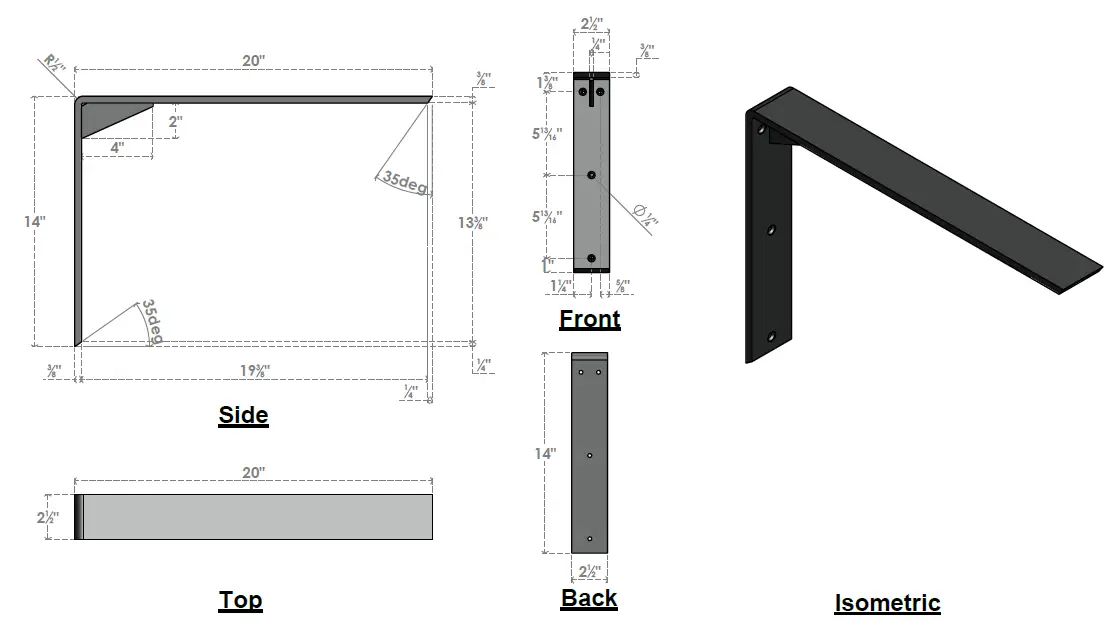 EKENA-MILLWORK-BKTM02X20X14CGPBL-2-1-2-W-X-20-D-X-14-H-Countertop-Support-Steel-Bracket-FIG-1