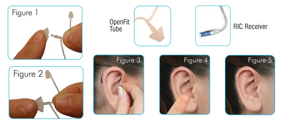 Ear-technic OPEN-S Hearing Aids - Inserting OpenFit And RIC (RITE) Hearing Aid Probe In The Ear