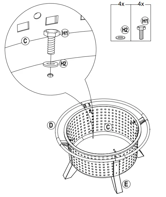 SUNJOY GROUP A301026800 Woven 30 Inch Outdoor Round Wood Burning Firepit - Fig 20