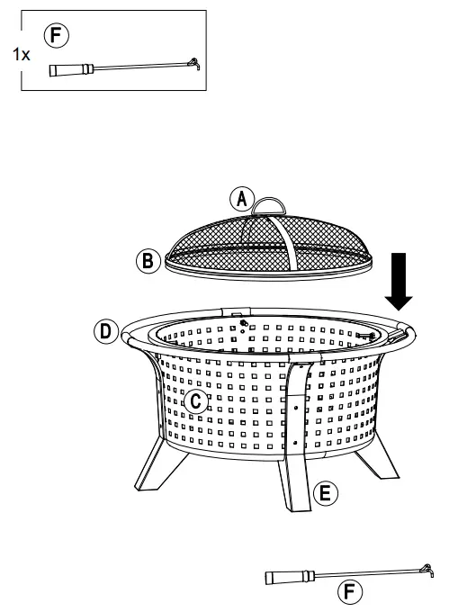 SUNJOY GROUP A301026800 Woven 30 Inch Outdoor Round Wood Burning Firepit - Fig 22