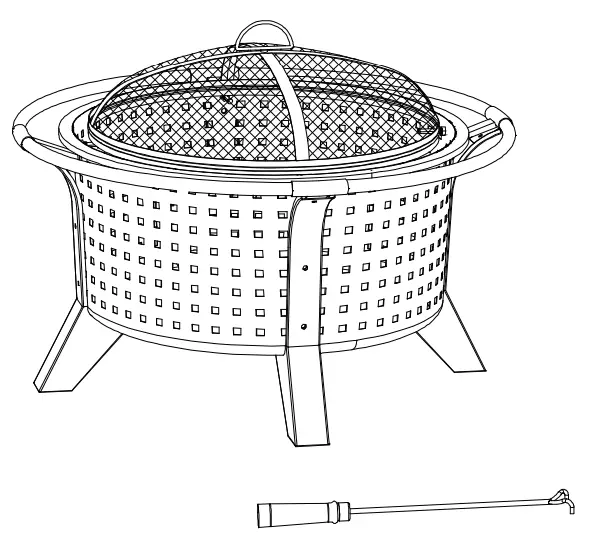 SUNJOY GROUP A301026800 Woven 30 Inch Outdoor Round Wood Burning Firepit