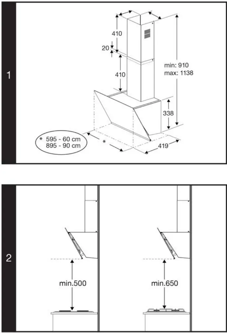 GRUNDIG GDSP2474BBSC Black Chimney Hood - fig 3
