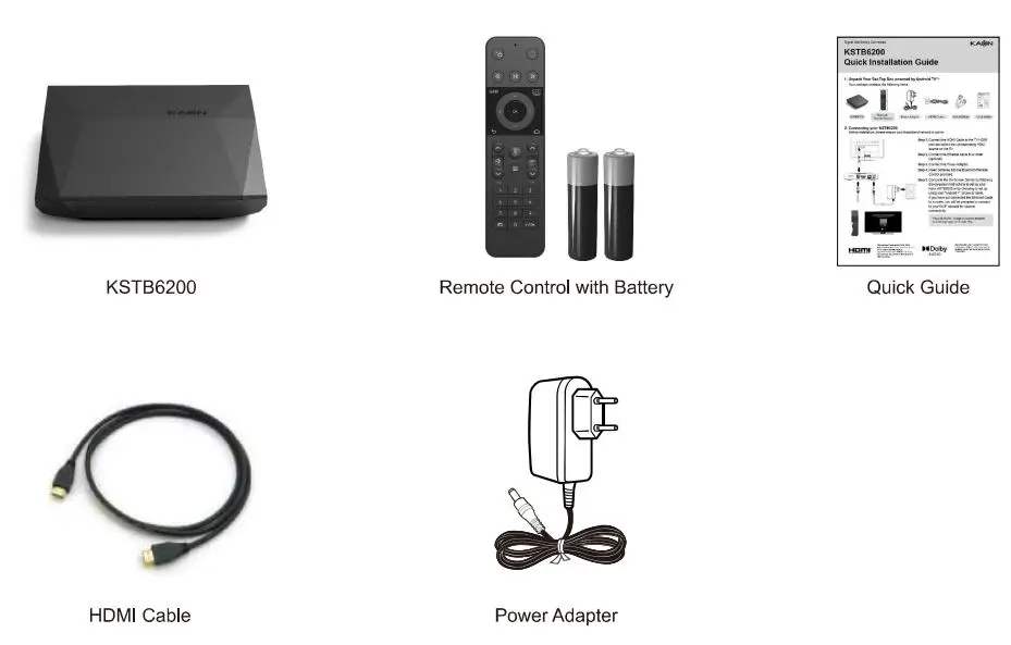 KAON KSTB 6200 IP Set Top Box Installation Guide - Package Content