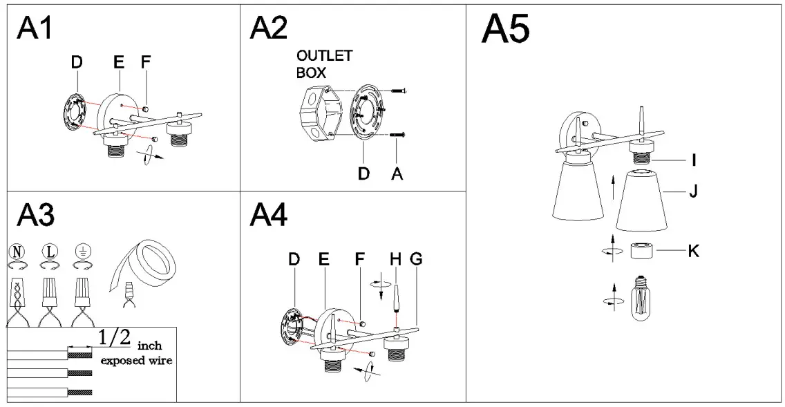 ZEVNI A04756W2 14 in 2 Light Contemporary Vanity Light - Make assembly