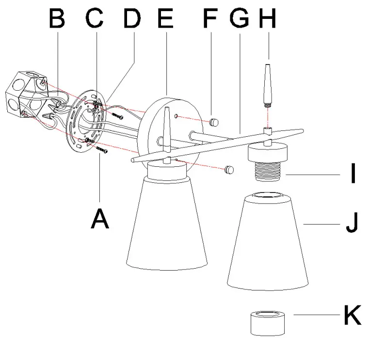 ZEVNI A04756W2 14 in 2 Light Contemporary Vanity Light - PARTS INCLUDING