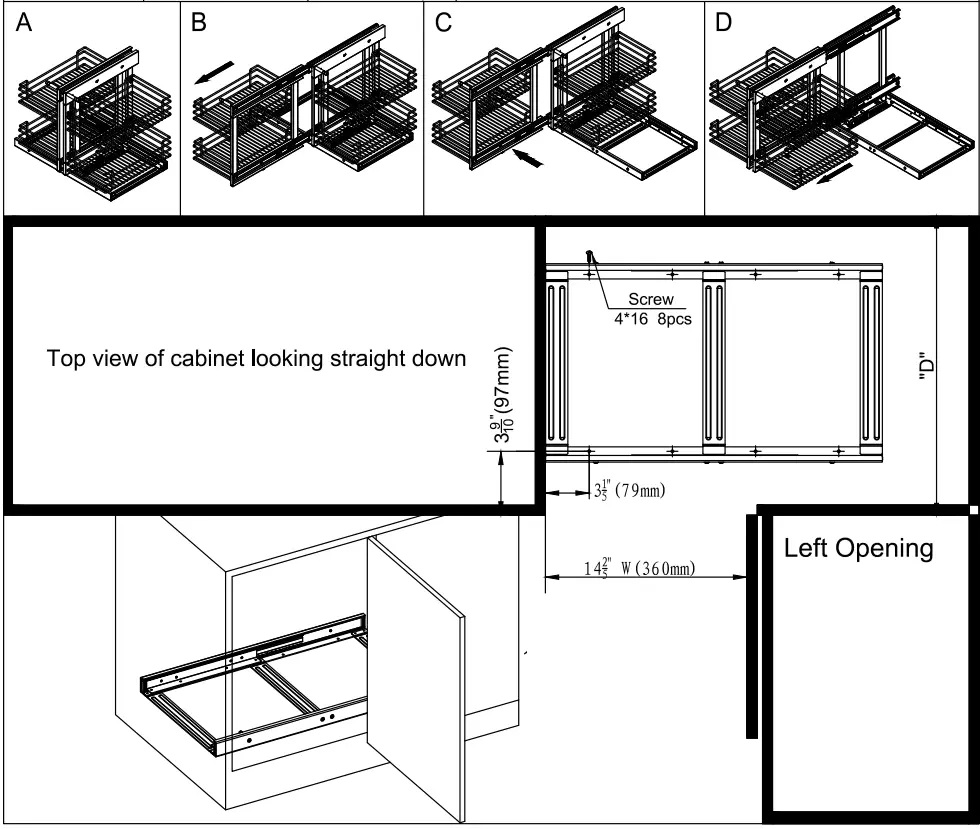SortWise SW POCS CK003 20 Inch Blind Corner Organizer - fig
