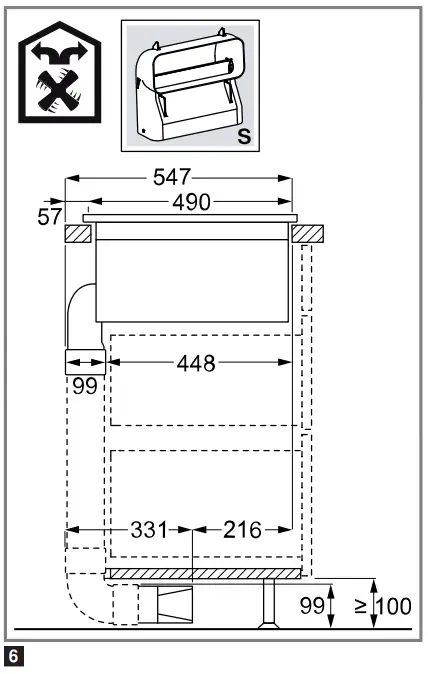 Installation dimensions for flat duct bends